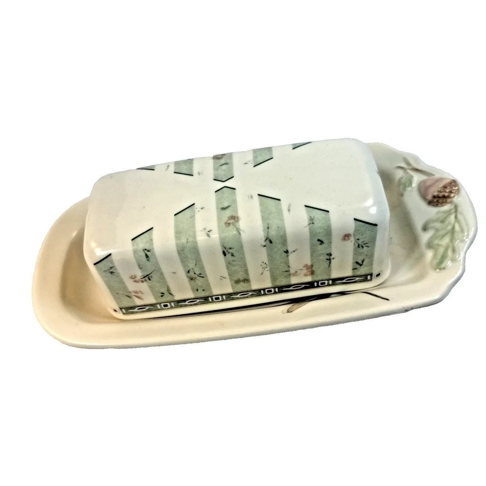 Pfaltzgraff Naturewood 1/4 Lb Covered Butter Dish 6 1/8